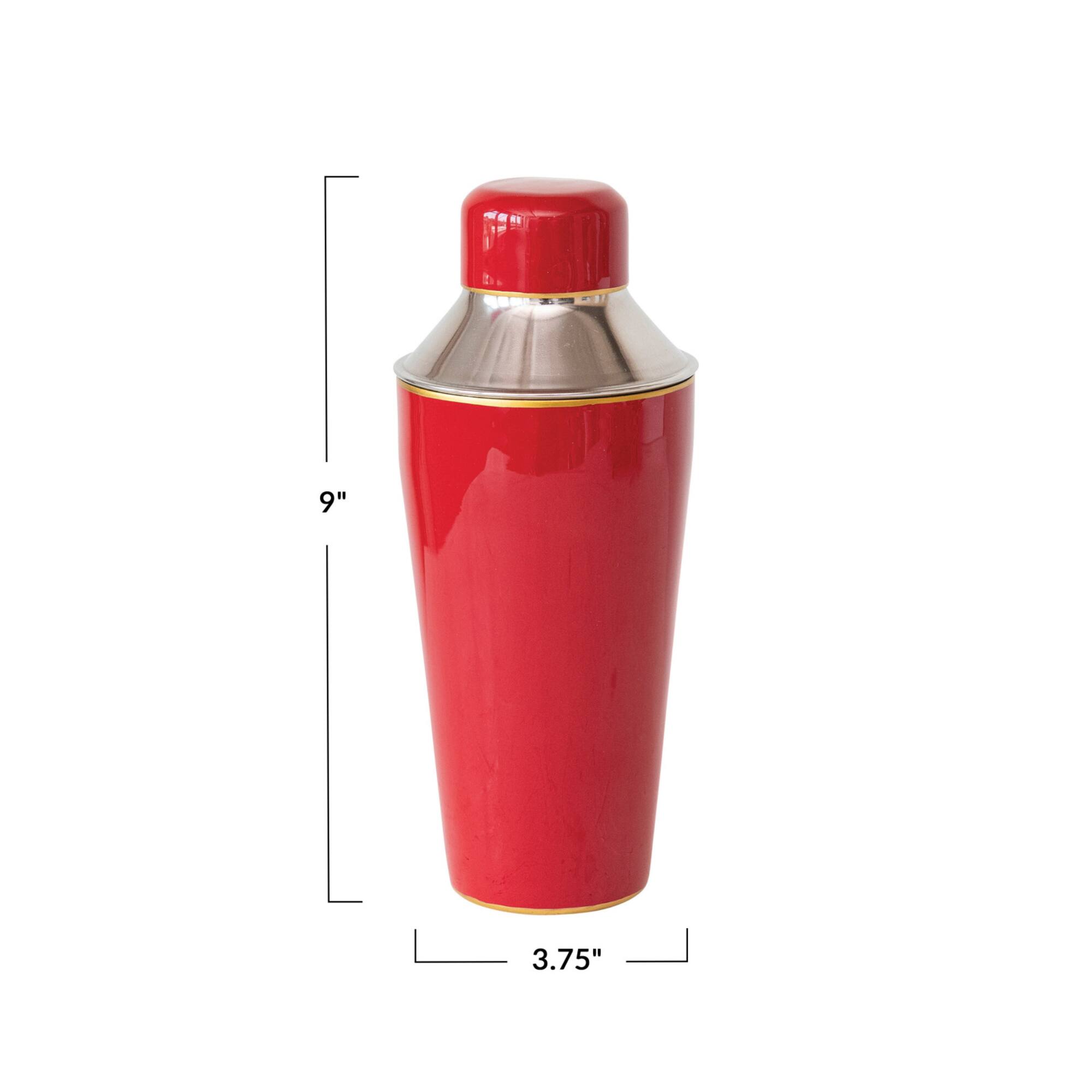Hello Honey® 22oz. Red Enameled Stainless Steel Cocktail Shaker with Gold Rim